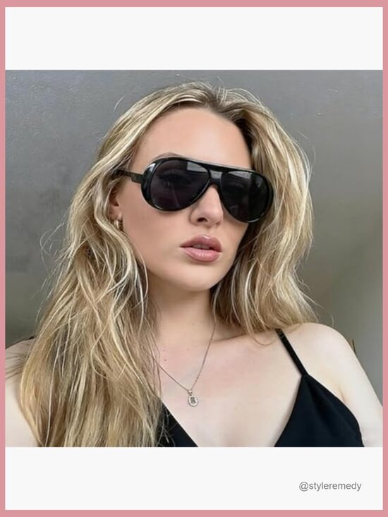 Polycarbonate Frame UV400 Protection Retro Aviator Sunglasses Set main image 7
